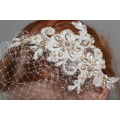Wedding Birdcage Veil with Ivory Lace Bridal Hair Piece, Wedding Hair Comb, Birdcage Veil with the Jillian Lace Fascinator
